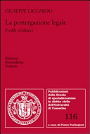 Copertina  La postergazione legale. Profili civilistici