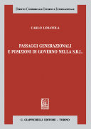Copertina  Passaggi generazionali e posizioni di governo nella s.r.l.