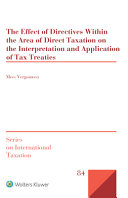 Copertina  The Effect of Directives within the Area of Direct Taxation on the Interpretation and Application of Tax Treaties